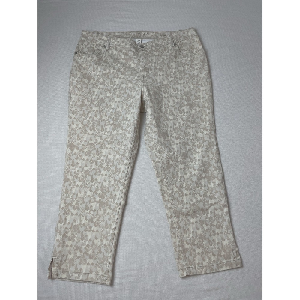 Sonoma Life Style Modern Fit‎ Ankle Women's Straight Jeans 16W Beige Stretch